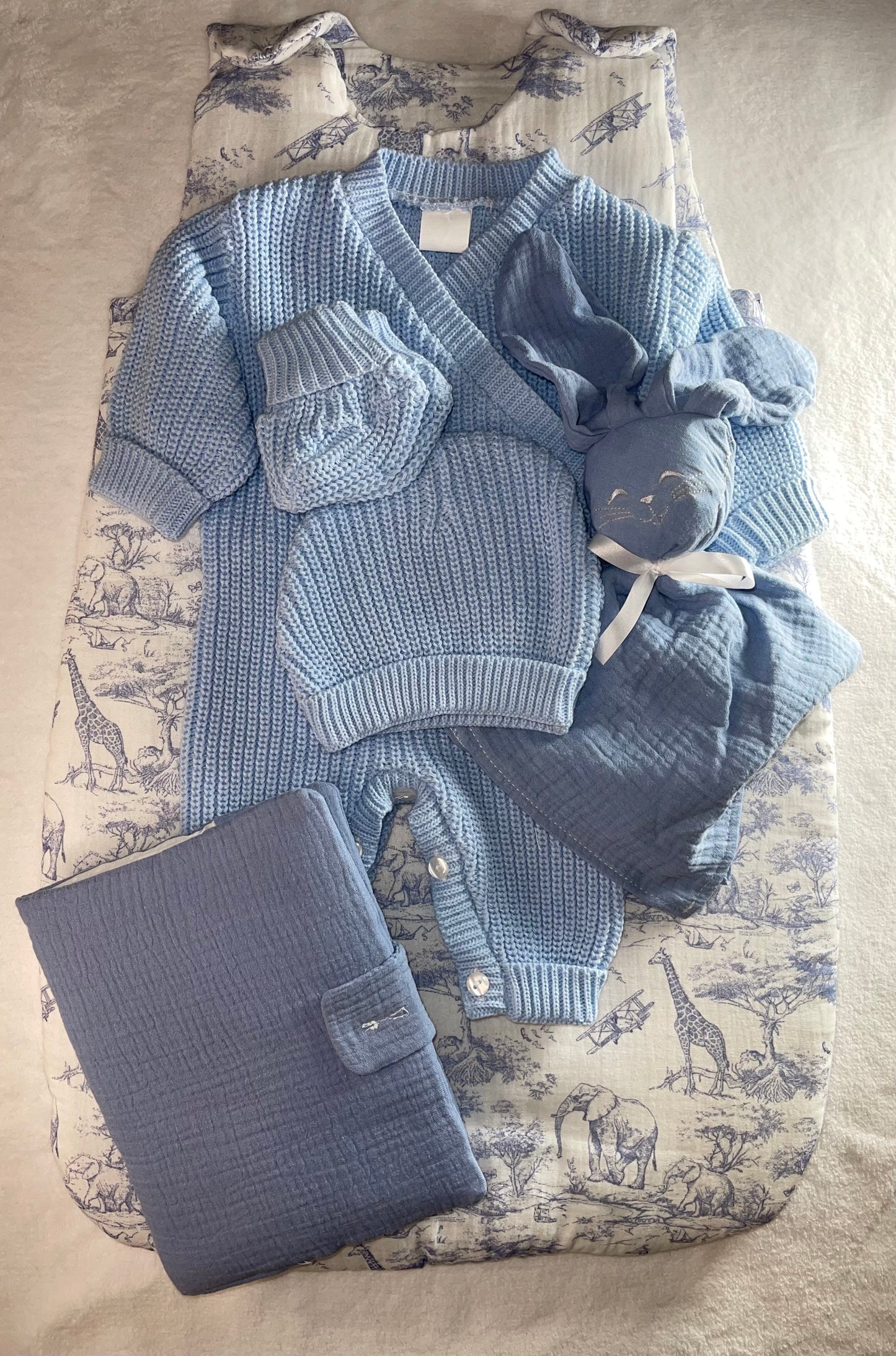 Trousseau naissance savane bleu